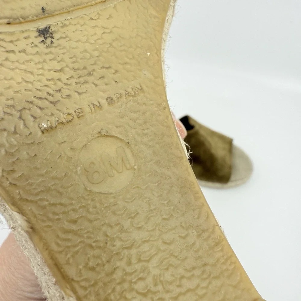 VINCE Sonora Suede Dorsay Jute Platform Wedge‎ Espadrille Sandal Women 8 Olive
